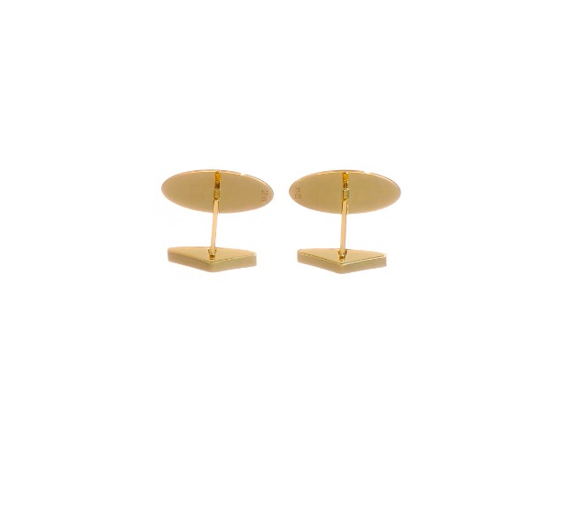 Mancuernillas ovaladas de oro amarillo 14k para hombre miniatura 5