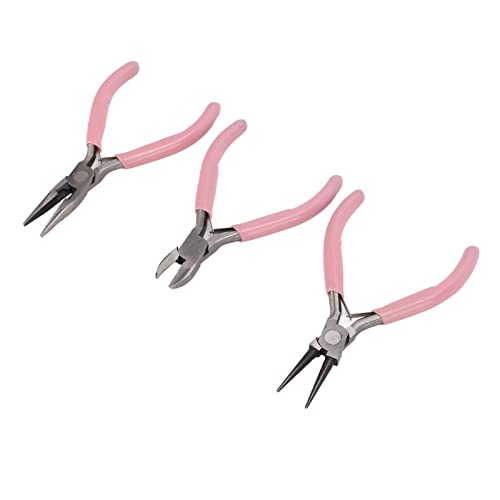 Alicates de joyería rosa juego de 3 punta redonda y diagonal 5