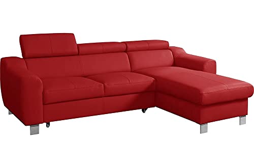 VENESETTI Canapé d'angle Convertible en Cuir Italien de Luxe 5 Places Astoria, Rouge foncé, Angle Droit