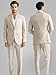 Lanshion Mens Linen Suit 2 Piece Summer Casual Business Slim Fit Blazer Set for Beach Weddings Parties Tuxedo Jacket Pants Beige XX-Large