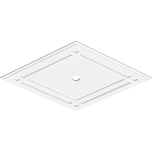 Image of Ekena Millwork CMP38X25DD-02000 Diamond Architectural Grade PVC Contemporary Urethane Ceiling Medallions 38 inchW x 25 3 /8 inchH x 2 inchID x 13 1 /4 inchC x 1 inchP