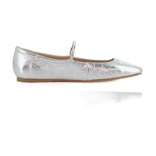 Image of Dolce Vita Reyes Women's Flats Silver Distressed Leather Size 12 M
