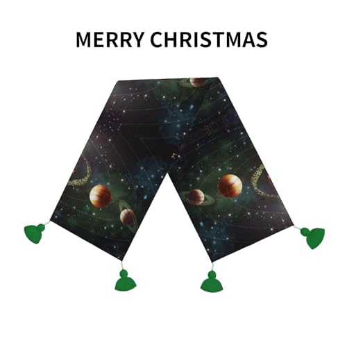 Chemin de table galaxie pour masquer les rayures et décorer une table de Noël en lin - 4