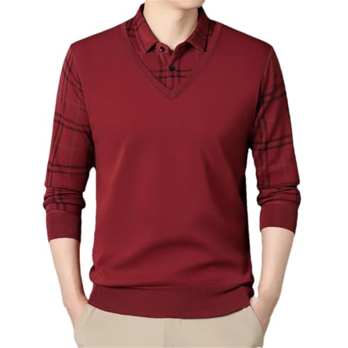 Men's Stand-Up Collar Pullover Sweater Knitted Cardigan Classic Plaid Thick Warm Clothing