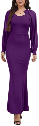 Image of Women's Elegant Formal Mermaid Maxi Dress Off Shoulder Long Sleeve Wedding Split Evening Gown Prom Cocktail Party Dresses