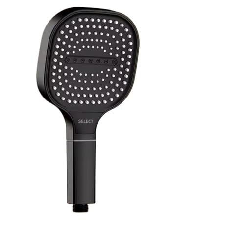 Cabezal de Ducha Rectangular Tipo Lluvia, Gran caudal, Plateado, 3 Modos, Alta presión, Ahorro de Agua, Mezclador, Accesorio de baño (13 cm, Negro)