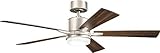 KICHLER 330000NI Protruding Mount, 5 Silver/Walnut Blades Ceiling fan with 73 watts light, Brushed Nickel