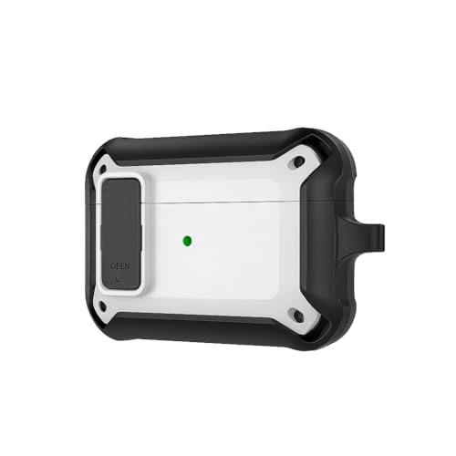 Image of Hybrid Lock Armor Case Cover for Apple Airpods Pro 3 (2025), Rugged, Shockproof, with Heavy Duty Carabiner (Armor White with Lock)
