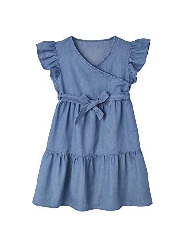 Vertbaudet Vestido con efecto cartera de vaquero ligero para niña, azul, 12 años Cover