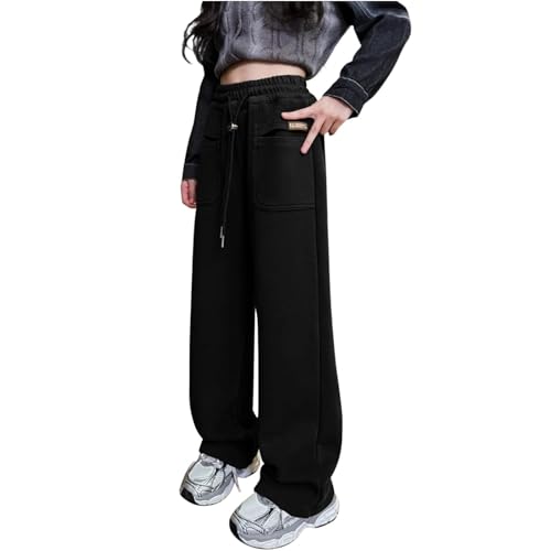 Wide Leg Sweatpants for Kids Boys Girls Solid Casual Loose Joggers Pants Stretch Soft Athletic Pants with Pockets