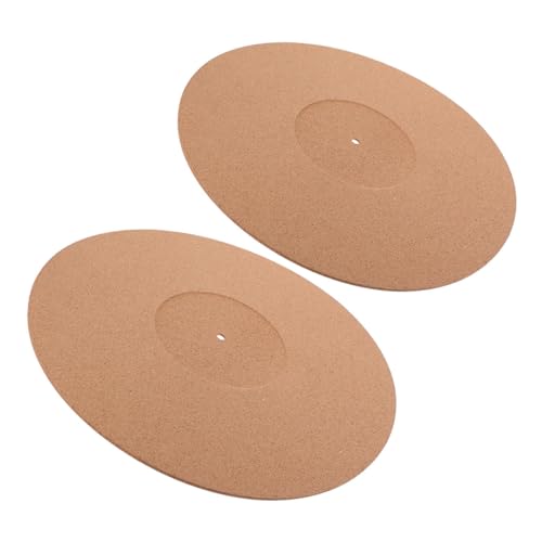 ERINGOGO 2pcs Vinyl Recorder Mats Cork Turntable Mat Anti-static Record Player Mat for Vinyl Records