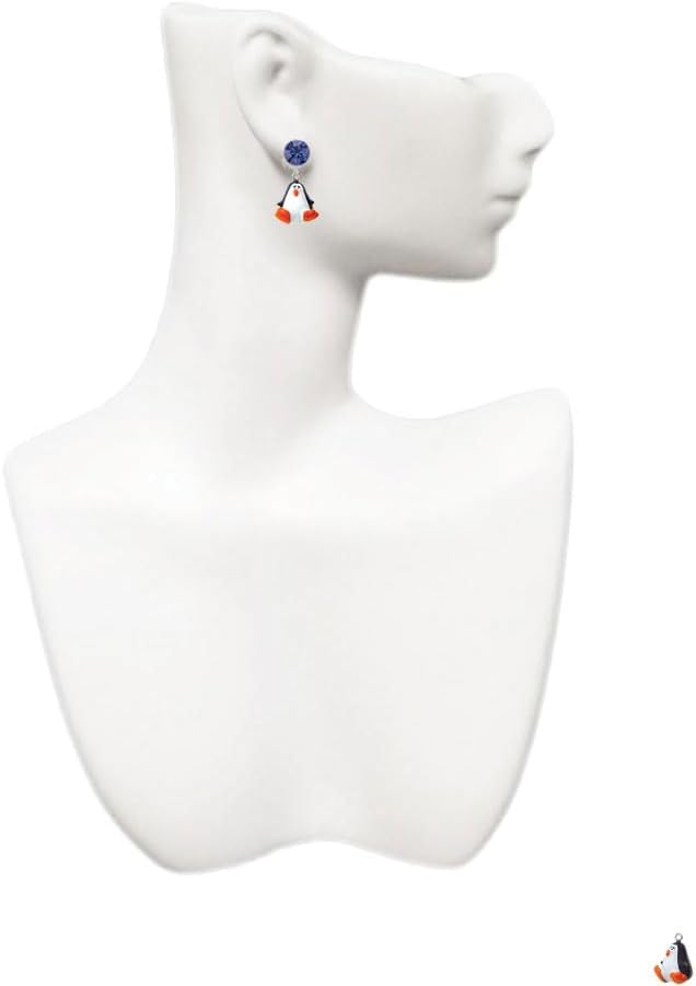 Delight Jewelry Resin Penguin - Large Crystal Clip on Earrings