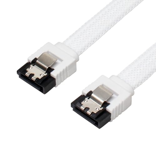 Cable Serial ATA Malla Blanca 50 cm con Pestillo