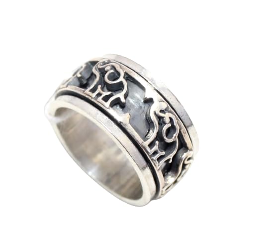 Rajasthan Gems Elephant Ring Band 925 Sterling Silver Thumb Hand Engraved Rotating Fidget Oxidized Gift Men Handmade H062 (21) (B0CN9HGBRF) Amazon Price History, Amazon Price Tracker