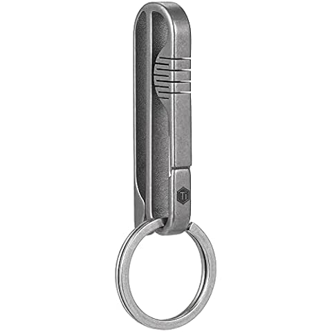 KeyUnity KM03 Titanium Keychain Clip Belt Loop Key Holder with Removable Key Ring for Duty Belt (Sandblasted) Cover