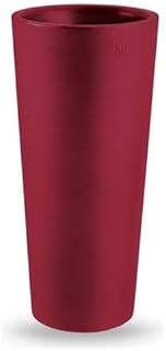 ZMNTVeca Genesis - Vaso da fiori in resina con coprivaso, rotondo e alto, 85 (H) x 38 cm, rosso orientale
