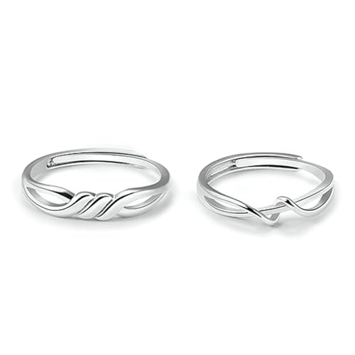 Bagues de fiançailles pour couple uni | Alliances en argent sterling ajustables amour