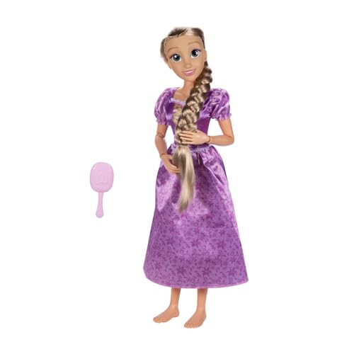 Disney Princess Poupée Raiponce Playdate de Jakks Pacific, 80 cm de haut et mobile, poupée articulée de ma taille en robe violette, livrée avec une brosse pour peigner ses longs cheveux dorés