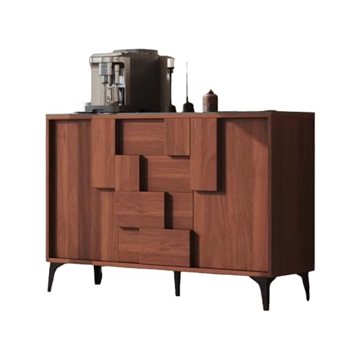 Aparador Moderno Minimalista en Relieve 3D, gabinete de Almacenamiento de Alta Capacidad con múltiples Compartimentos, aparador de Almacenamiento for Sala de Estar y Comedor(Walnut,L-100)