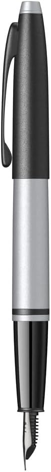 Cross Calais Matte Gray and Black Lacquer Stainless Steel Medium Nib Fountain Pen - High-End Pen for Everyday Use - Professional Desk Essential - Smooth Writing - Durable Construction - Black Ink