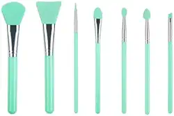 Kit aplicador de pincel de silicone de 7 peças para artesanato em resina UV epóxi e produtos de maquiagem em creme (verde menta)