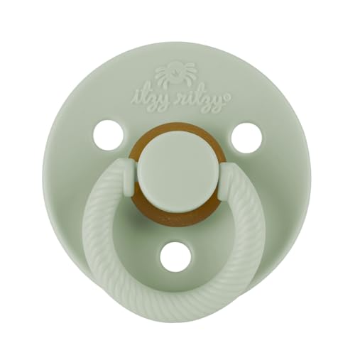 Image of Itzy Ritzy Natural Rubber Newborn Pacifiers - Baby Pacifiers with Cherry-Shaped Nipple & Large Air Holes for Added Safety - Set of 2 Binkies in Succulent & Agave (Ages 0 - 6 Months)