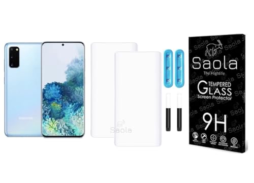 Image of Saola Curved UV Tempered Glass For Samsung Galaxy S20. Comes With UV Light & Glue For Finest Pasting. Edge To Edge Protection With Case Friendly Fit. (Pack Of 2)