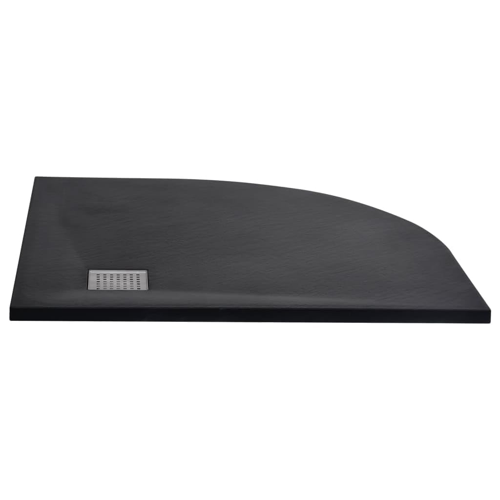 vidaXL Plato de Ducha Base Pie Receptáculo Aseo Cuarto de Baño Esquina Suelo Antideslizante Duradero Extraplano Resina SMC Negro 90x90 cm