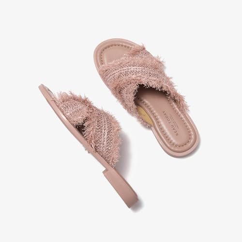 Image of BEAU TODAY Flat Sandals for Women,Women's Leather Sandals with 2 Strap,Peep Toe Summer Strap Sandals for Women,Open Toe Buckle Comfortable Dress Sandals Shoes for Women
