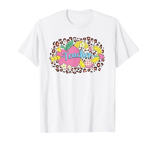 Tolles Teacher T-Shirt zum Valentinstag, Leopard Teacher T-Shirt