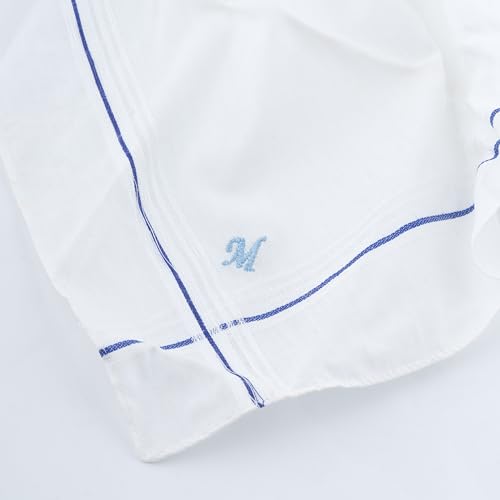 Image of CROSSLINE Men's Initial Monogram (A-Z) Embroidery 100% Pure Cotton Handkerchief | White Base With Colored Border | Handkerchiefs For Men Cotton Soft - (Pack of 5)