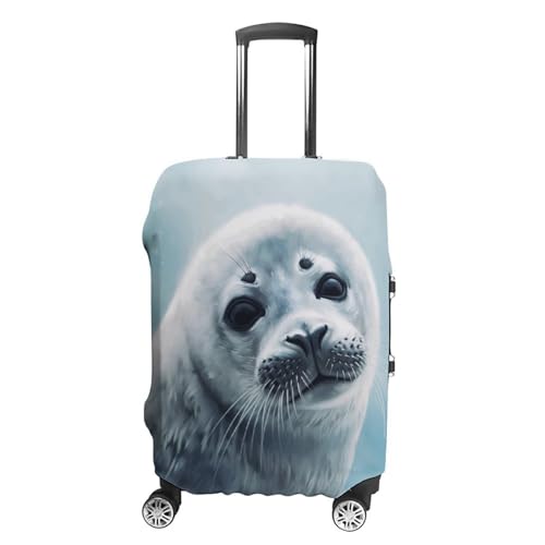 Anti-Scratch Luggage Cover Harp Seal Painting Wallpaper Printed Luggage Case Protector Washable Suitcase Covers Elastic Suitcase Protector for Size M (22-24 inch) Luggage
