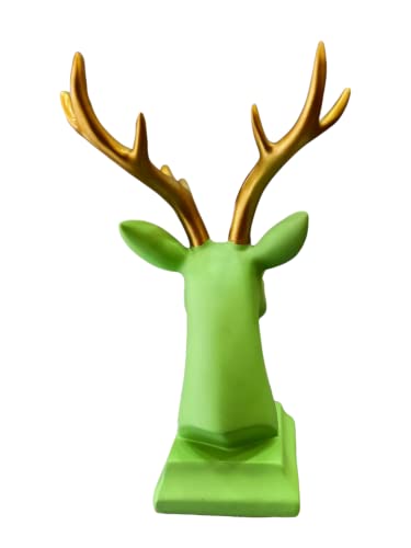 Image of AUGEN Polyresin Green Deer Idol Statue Showpiece for Home Decor Decoration and Gifting (1 Piece,9830E)
