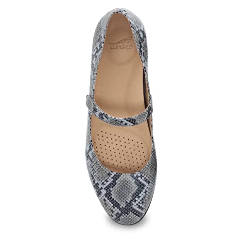 Dansko Women's Lilly Grey Snake Mary Jane Flat 10.5-11 M Us - Adjustable Strap #TOP2