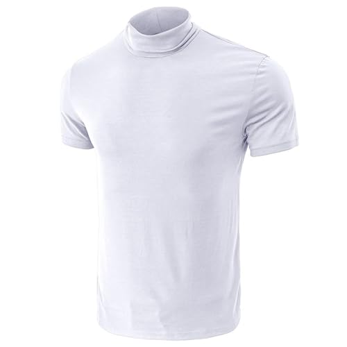 Men's Fashion Shirts Short Sleeve Mock Turtleneck T-Shirts Casual Undershirt Tops2