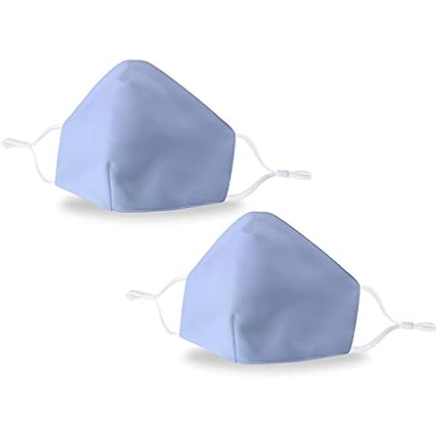 Allsense Unisex Durable Reusable Breathable Expandable Comfortable Cotton Fashion Face Cloth Mask Covering with Adjustable Ear Loop Haze Blue 3pack Cover