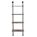 MyGift 4-Tier Brown Wood & Industrial Style Metal Pipe Wall-Mounted 26-Inch Wide Shelves/Bookcase Utility Storage Rack