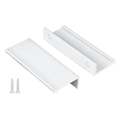 Image of Peaha 10 Pack Kitchen Cabinet Handles 3 inch White Drawer Pulls Edge Pulls | White Cabinet Pulls Dresser Drawer Handles Modern Hidden Aluminum Alloy Closet Bedroom, Easy to Install