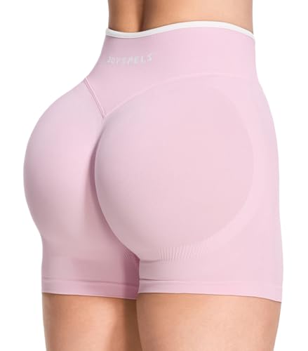 JOYSPELS Scrunch Sport Shorts Damen Nahtlose Sporthose Kurze Radlerhose Push Up Leggings Gym Leggins Laufhose Sommer Sportshorts (Eisrosa S)