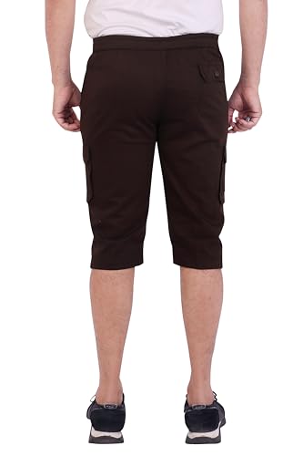 Image of Men Cotton Regular Fit Solid Knee Length Short | 2 Zipper Pocket | 4 Button Pockets | Versatile Half Pants for Everyday -