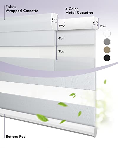 Graywind Motorized Zebra Blinds Compatible With Alexa Google Wifi Hardwired Smart Horizontal Window Blind Remote Control Light Filtering Electric Window Shades, Customized Size (Luxury Silver White) #TOP5