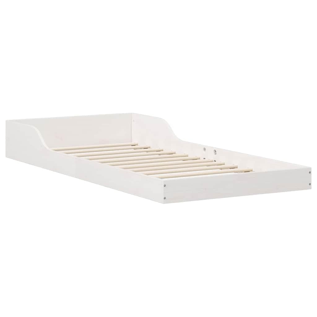 White Solid Pine Wood Bed Frame 80 x 200 cm, Single Bed Frame for Bedroom, modern Design, Sturdy Platform Bed for Mattress, compact Size, Easy Care