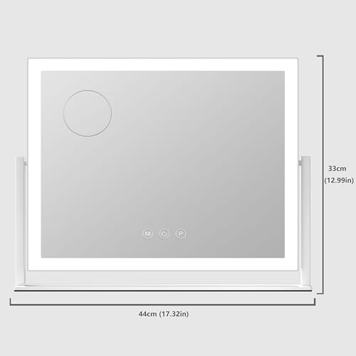 Hollywood Vanity Lighted Makeup Mirror with 3 Color Modes, 5X Magnification, and Touch Control (17.3x13, White, Gift Box)