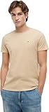 Tommy Jeans Camiseta de Manga Corta TJM Original Slim Fit Hombre, Beige (Gentle Gold), XXL