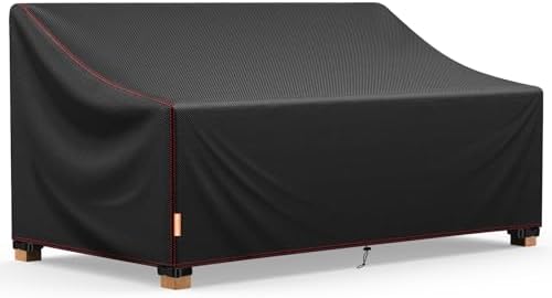 Patio Sofa Cover, 3-Seater Outdoor Couch Covers Waterproof Winter, 420D Patio Furniture Cover Loveseat, Outdoor Sofa Covers with Anti UV and No Tears (Black-sofa cover, 78" W x 34" D x 31" H)