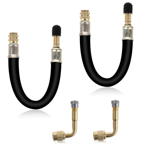 Image of Schrader Valve Extension Extenders Tire Valve Extension Dual Wheel Motorcycle Valves Stem 90 for Cars Truck Scooter Bikes