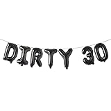 RUIANSI 16 Inch Dirty 30 Letter Balloons, 7pcs Aluminum Foil Balloons, 30th Birthday Party Decorations, Dirty 30 Black