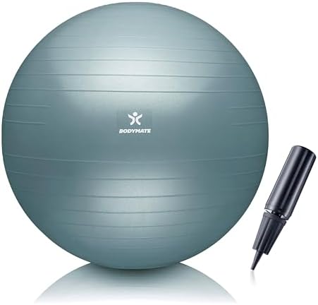 BODYMATE Gymnastikball Sitzball Trainingsball mit GRATIS E-Book inkl. Luft-Pumpe, Ball für Fitness, Yoga, Gymnastik, Core Training, für starken Rücken als Büro-Stuhl