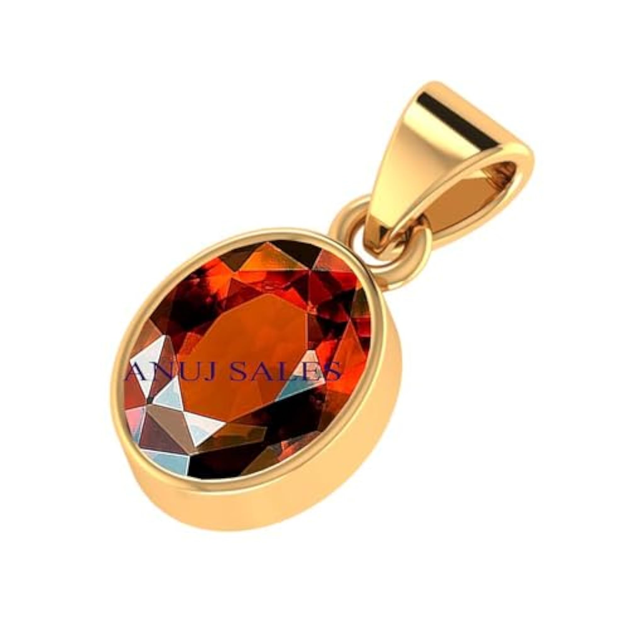 9.00 Ratti Hessonite Garnet Gold Plated Pendant, Certified