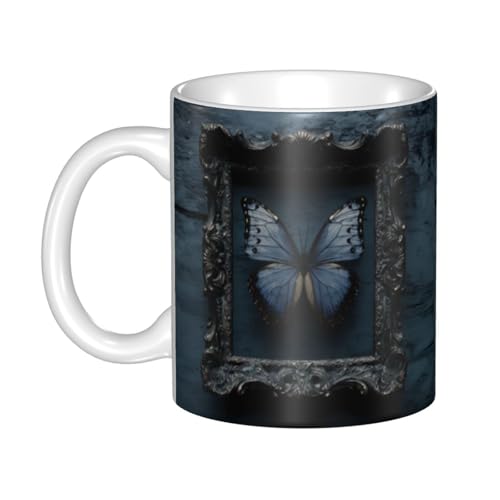 UDFKGLP Butterflies in Picture Frames Pattern mug ceramic Mugs for cappuccino, latte, cereal, yogurt, milk, hot or cold drinks Micro-wave oven